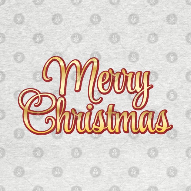 Merry Christmas lettering in red and gold color. by ChrisiMM